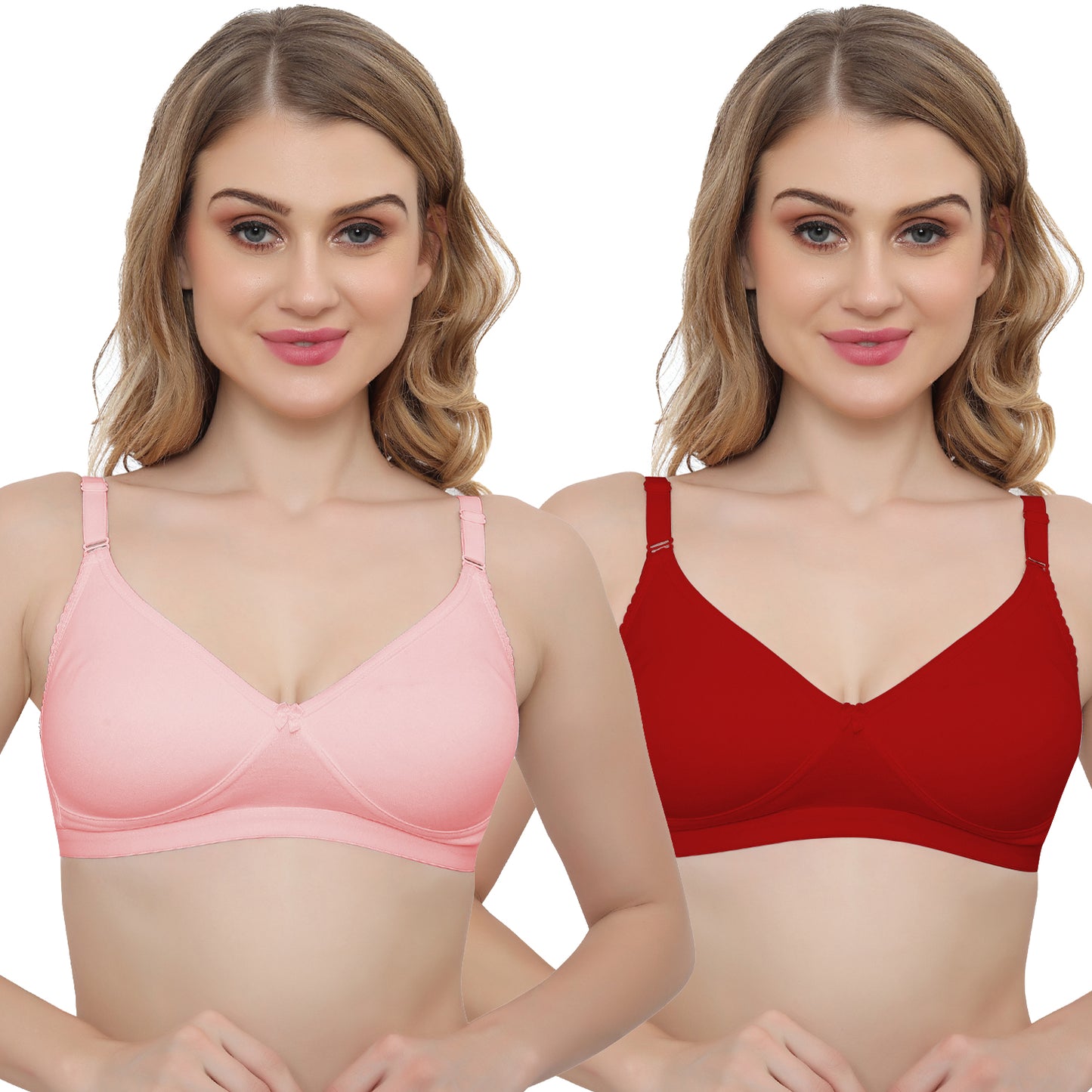 Plus Size Non Padded Medium Coverage Daily Wear T Shirt Bra Pack Of 2.