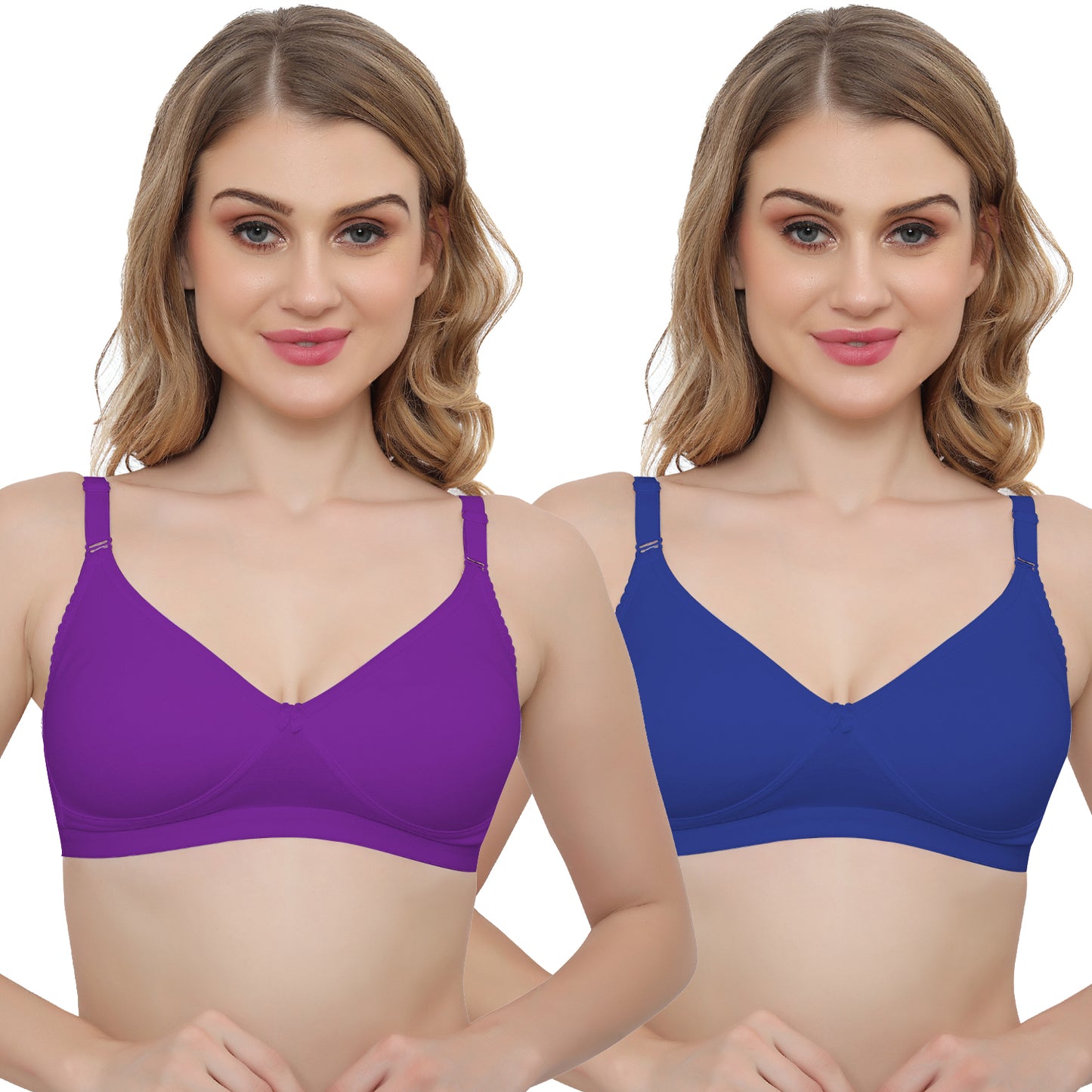 Plus Size Non Padded Medium Coverage Daily Wear T Shirt Bra Pack Of 2.