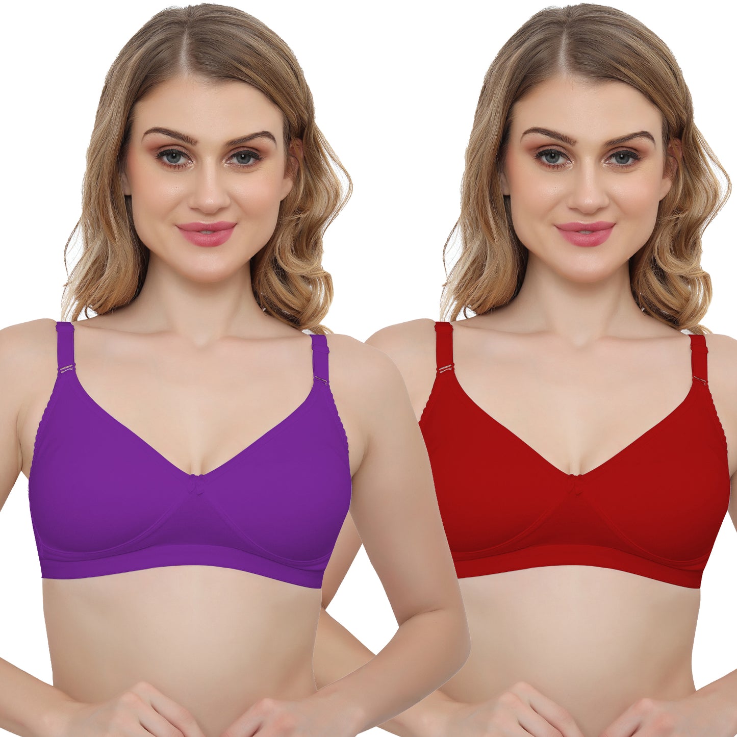 Plus Size Non Padded Medium Coverage Daily Wear T Shirt Bra Pack Of 2.