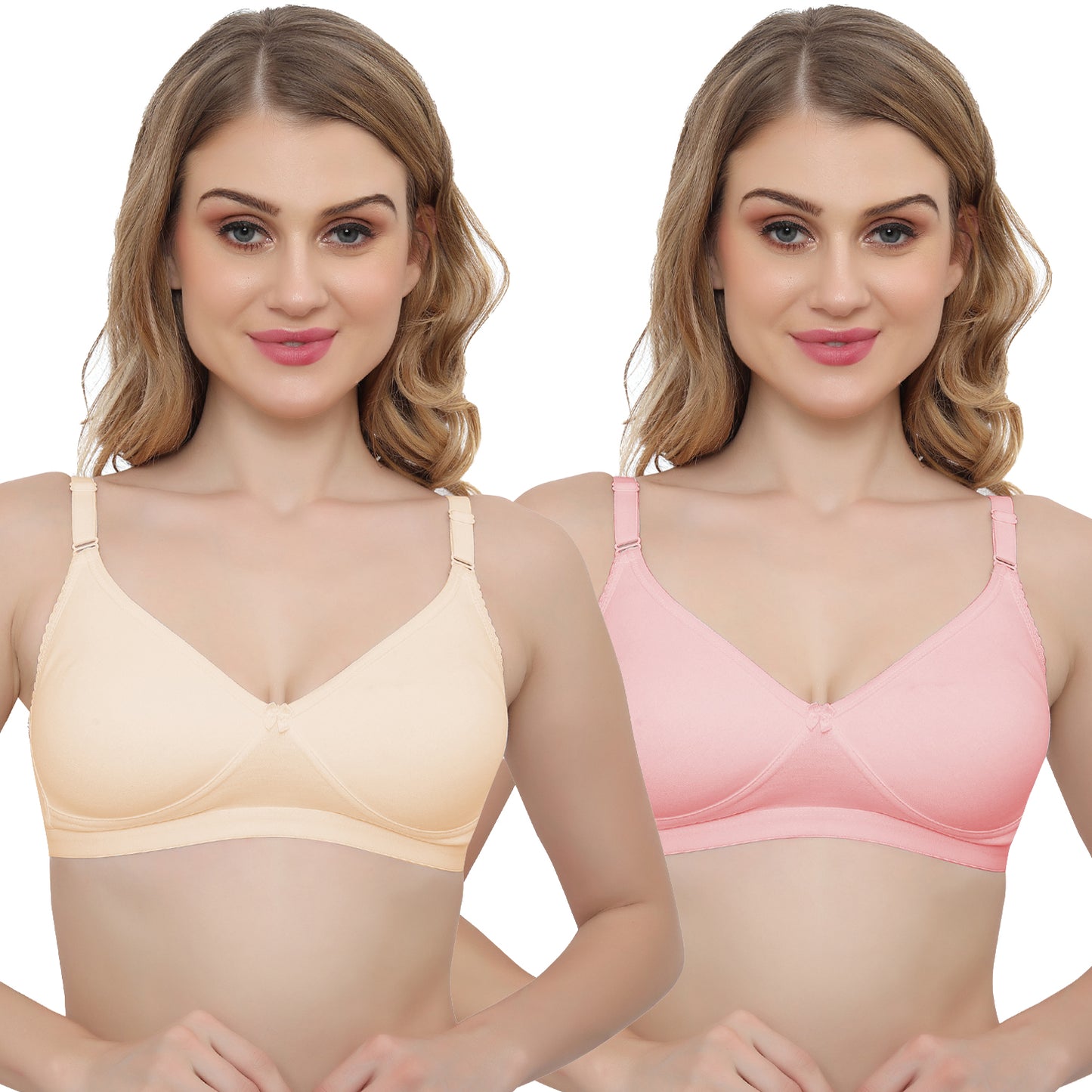 Plus Size Non Padded Medium Coverage Daily Wear T Shirt Bra Pack Of 2.