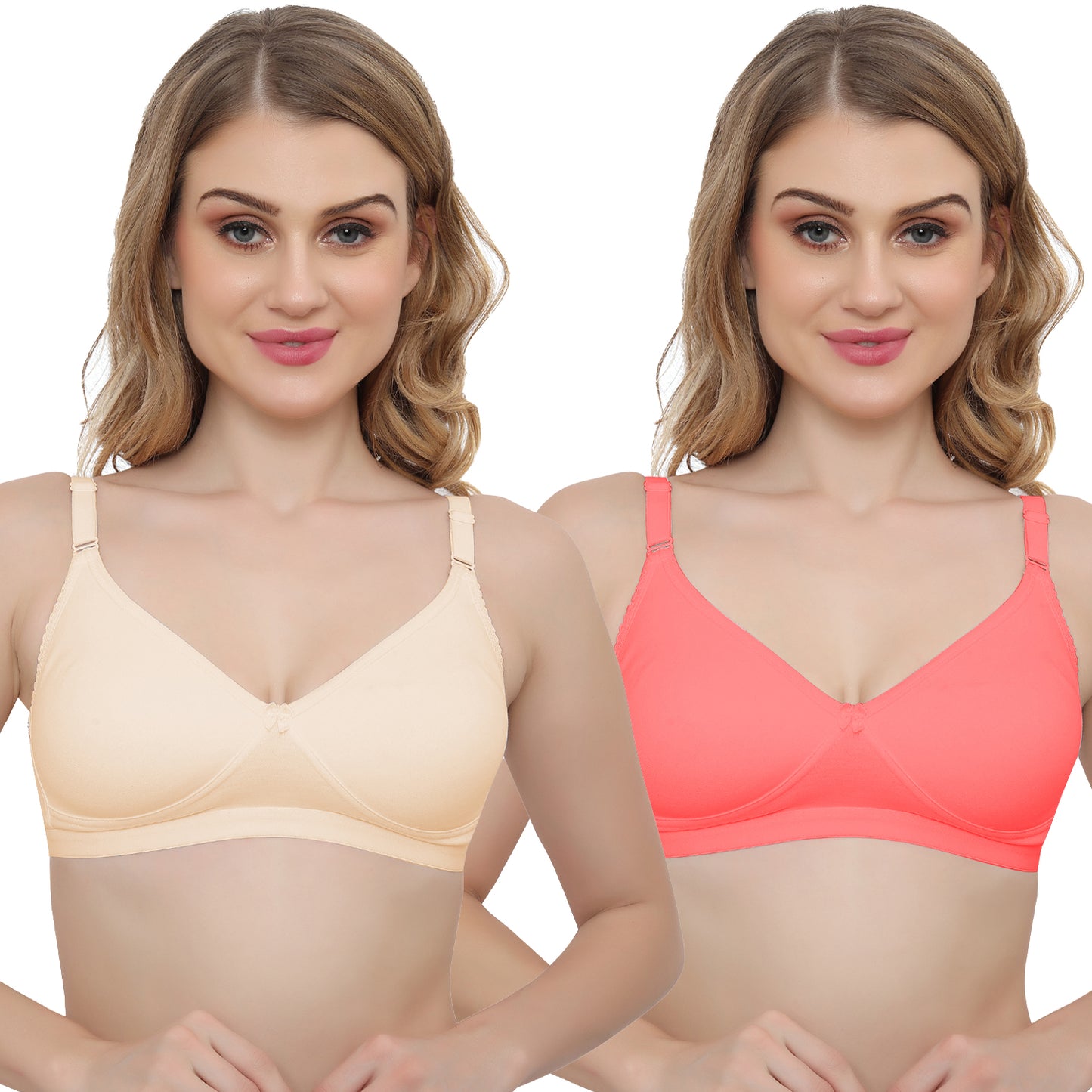 Plus Size Non Padded Medium Coverage Daily Wear T Shirt Bra Pack Of 2.