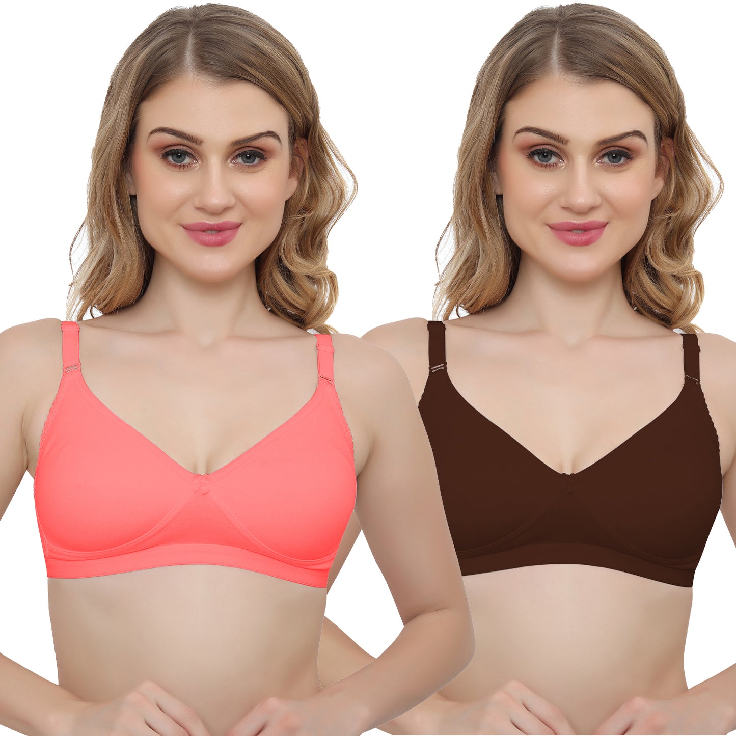 Plus Size Non Padded Medium Coverage Daily Wear T Shirt Bra Pack Of 2.