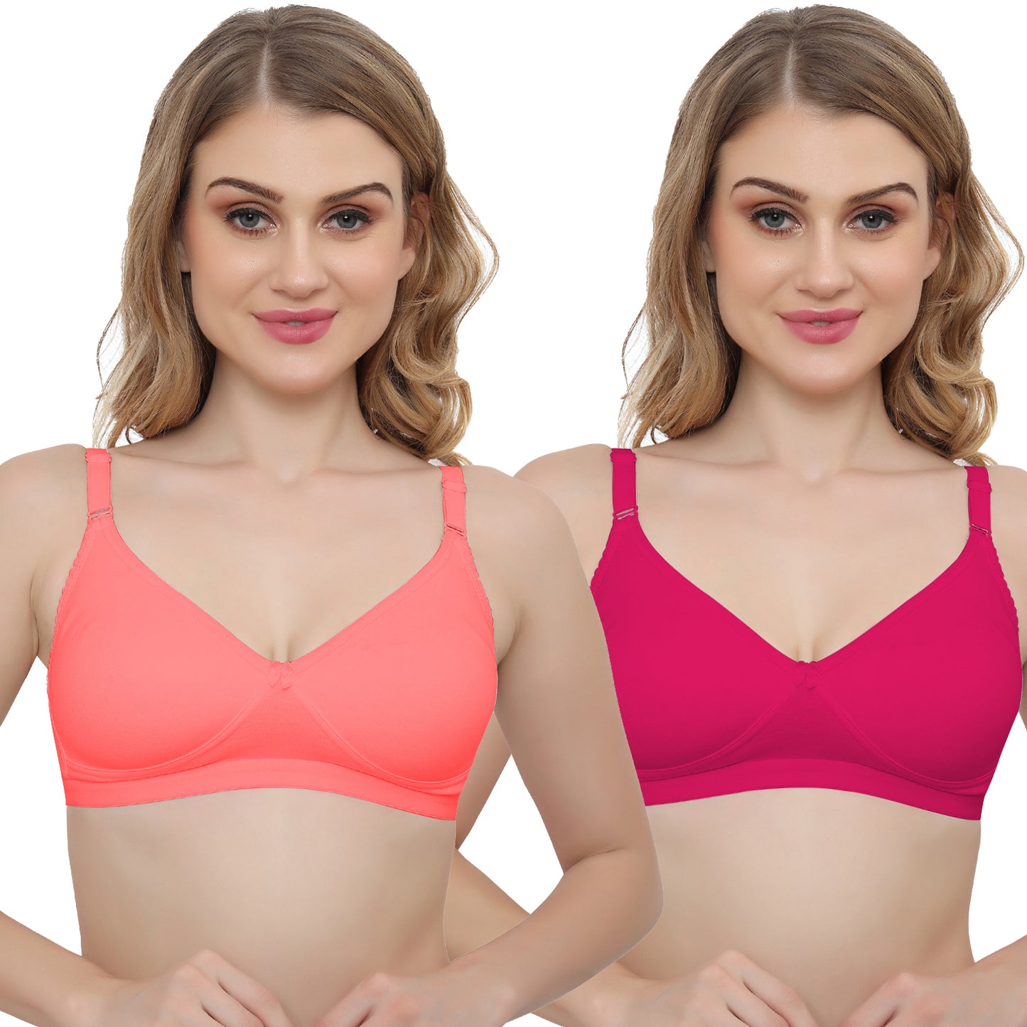 Plus Size Non Padded Medium Coverage Daily Wear T Shirt Bra Pack Of 2.