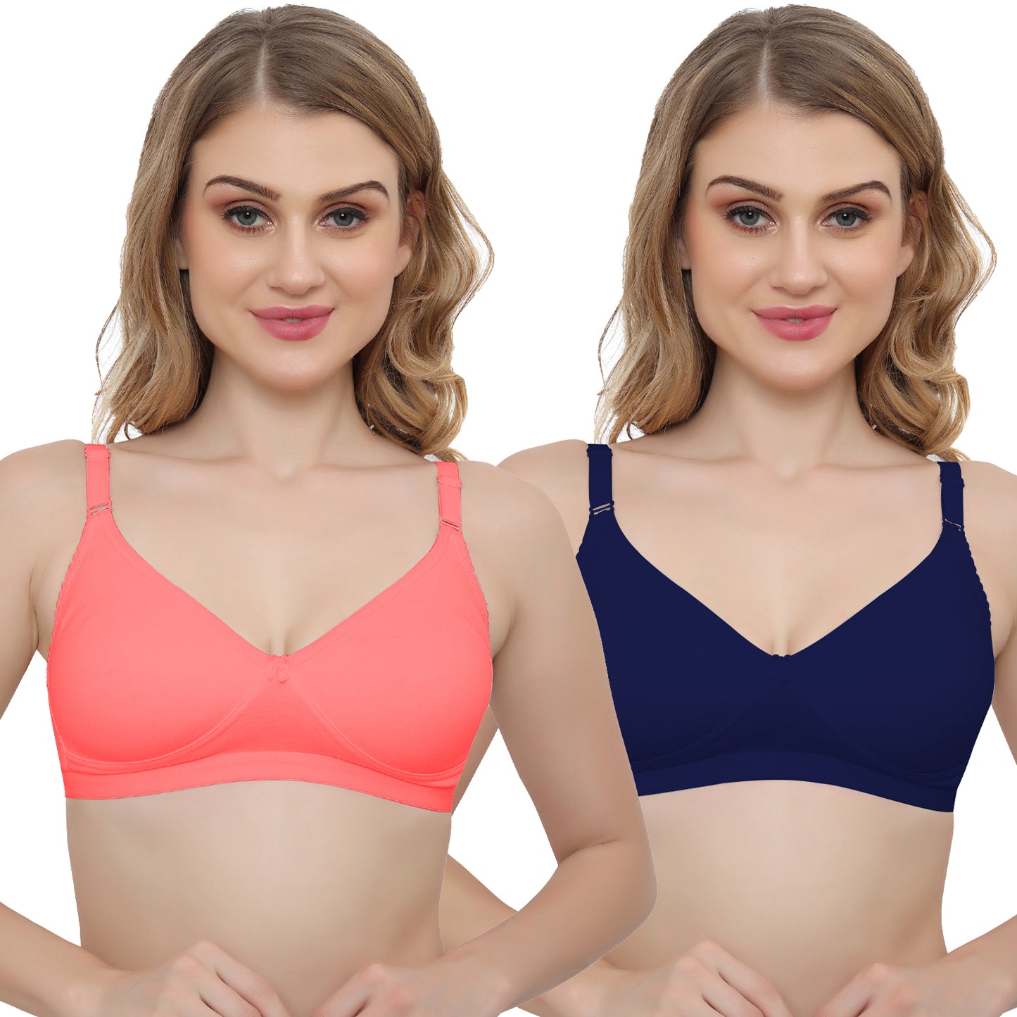 Plus Size Non Padded Medium Coverage Daily Wear T Shirt Bra Pack Of 2.