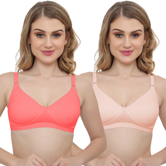 Plus Size Non Padded Medium Coverage Daily Wear T Shirt Bra Pack Of 2.