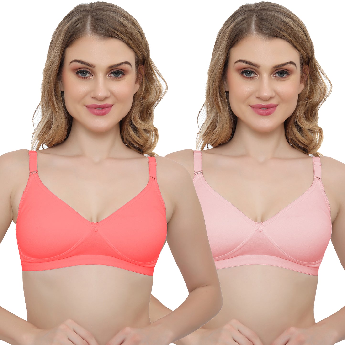 Plus Size Non Padded Medium Coverage Daily Wear T Shirt Bra Pack Of 2.