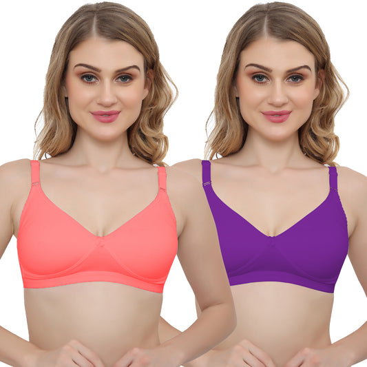 Plus Size Non Padded Medium Coverage Daily Wear T Shirt Bra Pack Of 2.