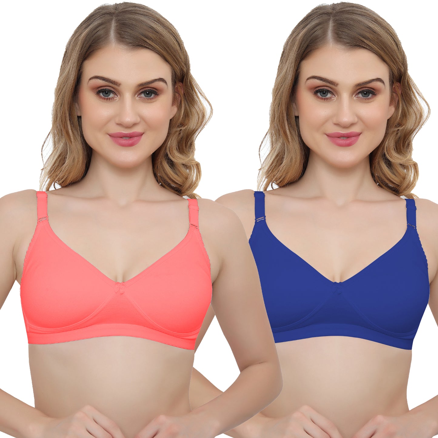 Plus Size Non Padded Medium Coverage Daily Wear T Shirt Bra Pack Of 2.