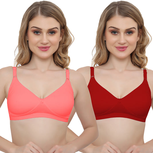 Plus Size Non Padded Medium Coverage Daily Wear T Shirt Bra Pack Of 2.