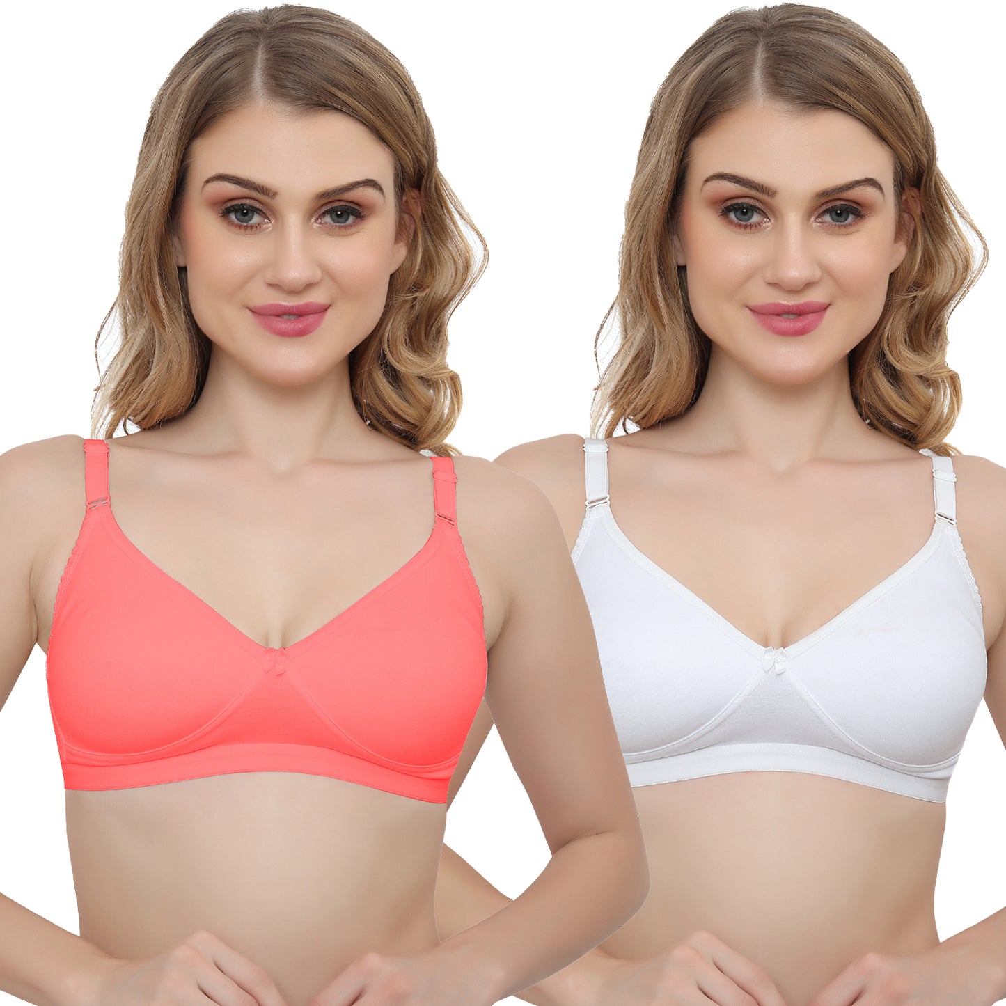 Plus Size Non Padded Medium Coverage Daily Wear T Shirt Bra Pack Of 2.