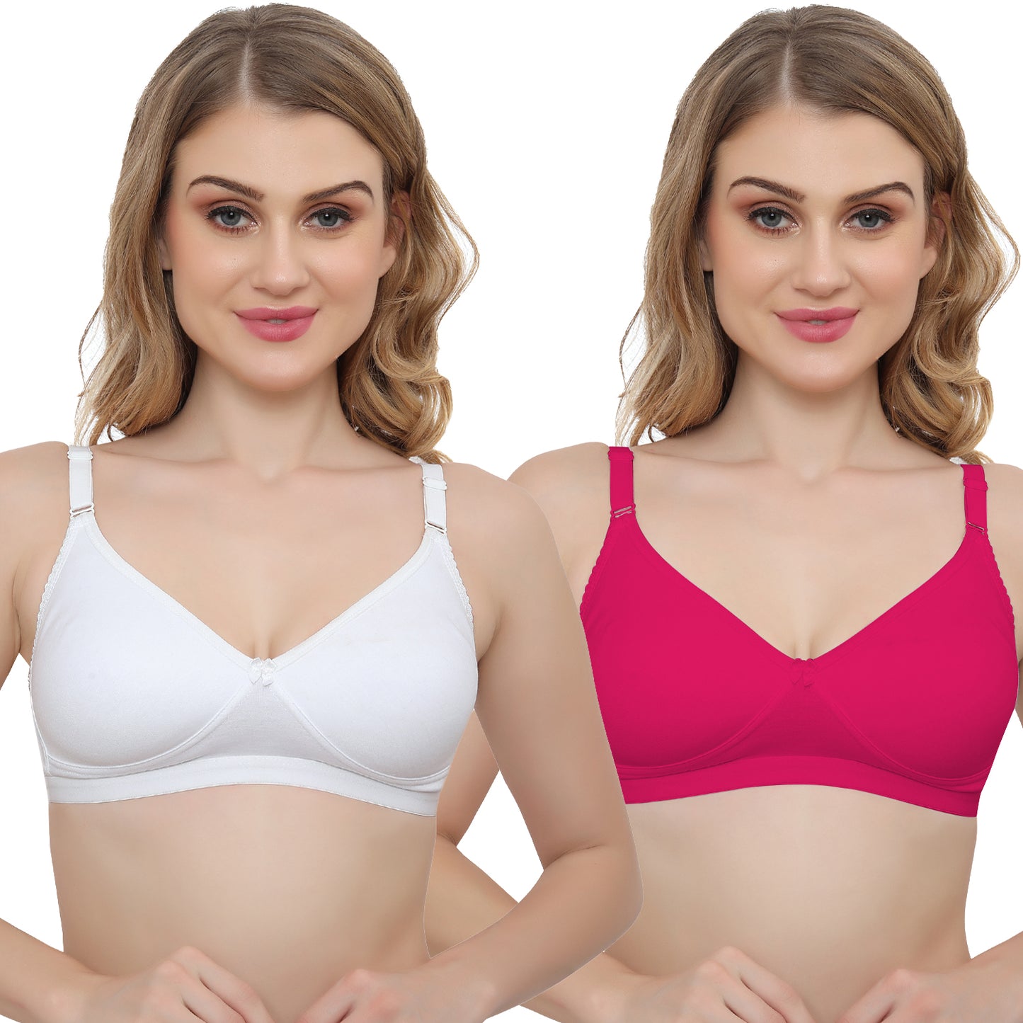 Plus Size Non Padded Medium Coverage Daily Wear T Shirt Bra Pack Of 2.