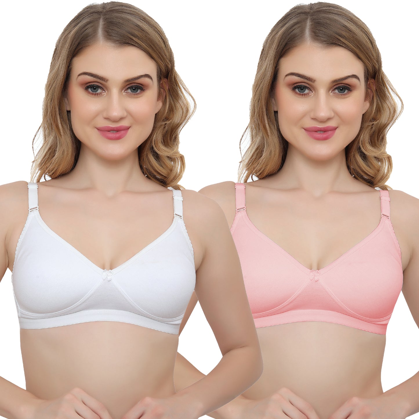 Plus Size Non Padded Medium Coverage Daily Wear T Shirt Bra Pack Of 2.