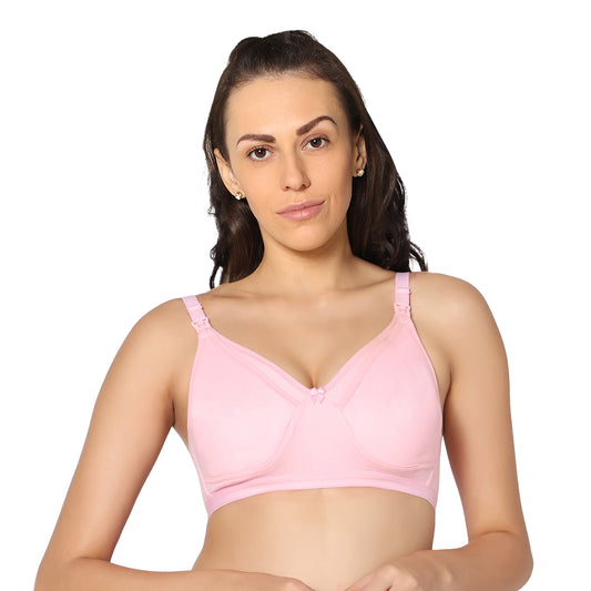 Full Coverage Pink Non Padded All Day Comfort Feeding Bra.