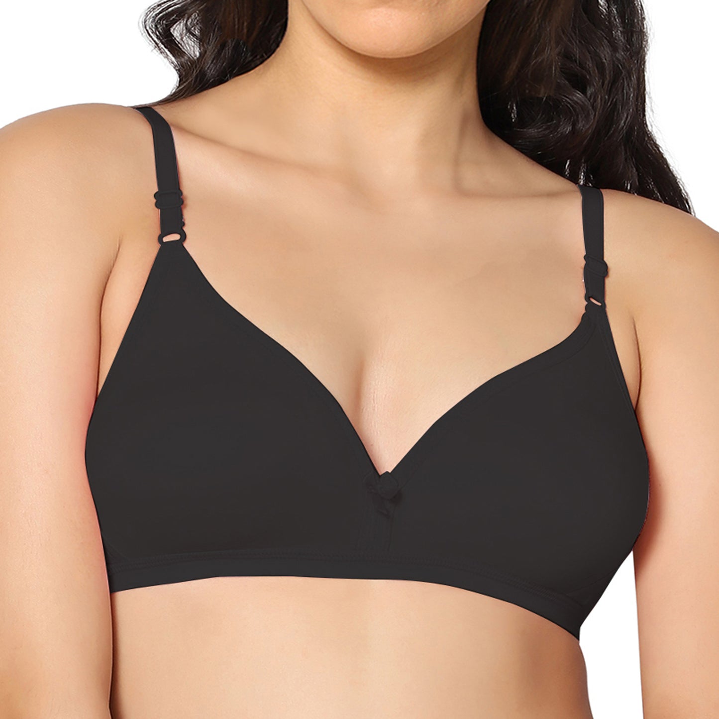 Half Coverage Black Non Padded Wire Free Everyday Bra.