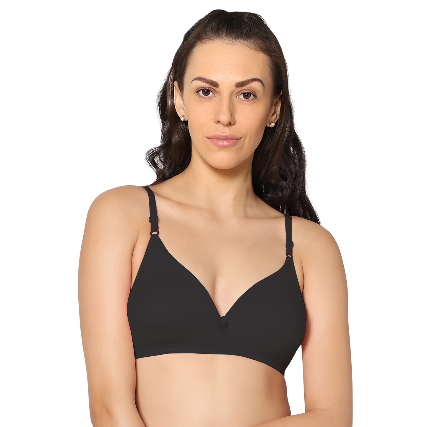 Half Coverage Black Non Padded Wire Free Everyday Bra.