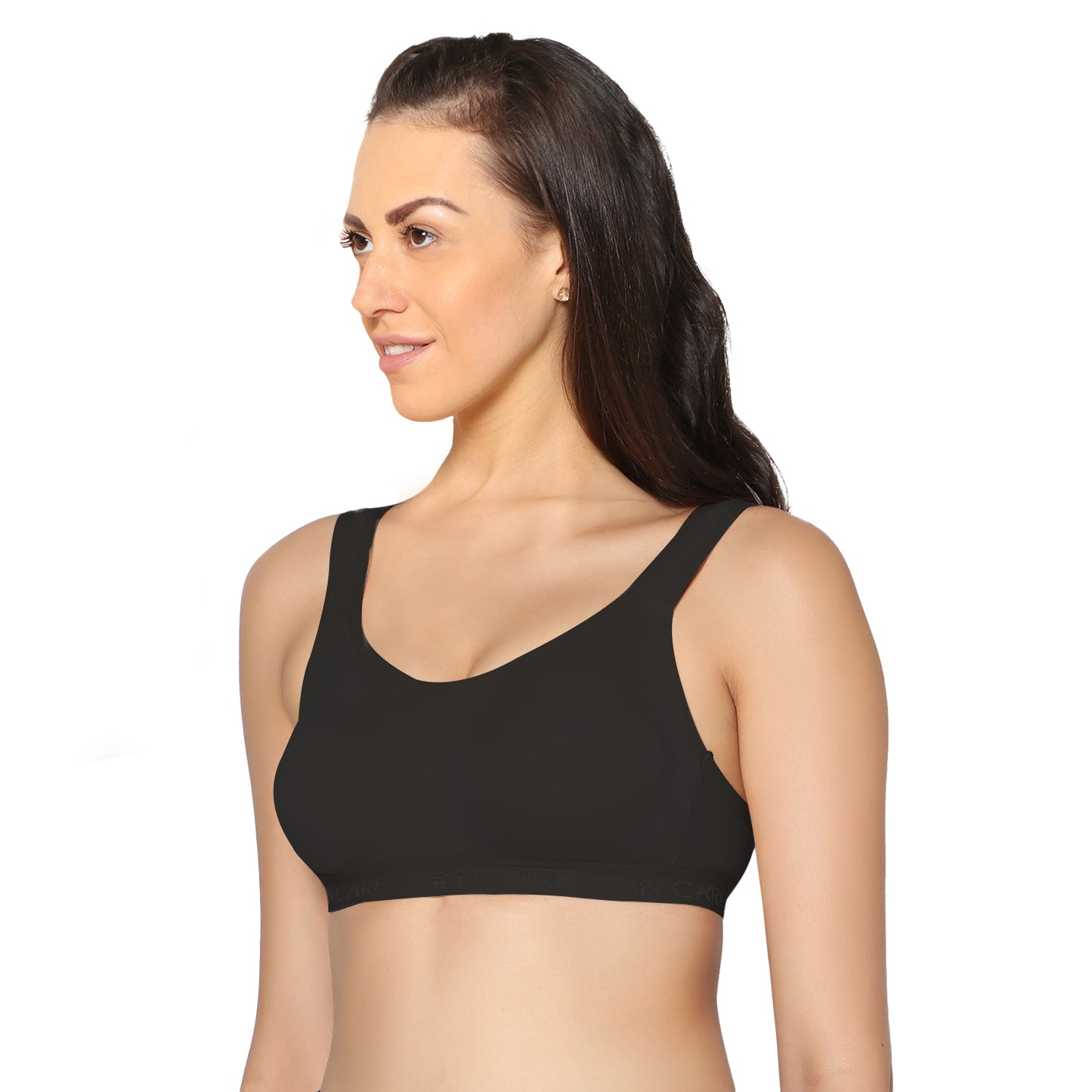 Full Coverage Black Non Padded All Day Comfort Workout Sports Bra.