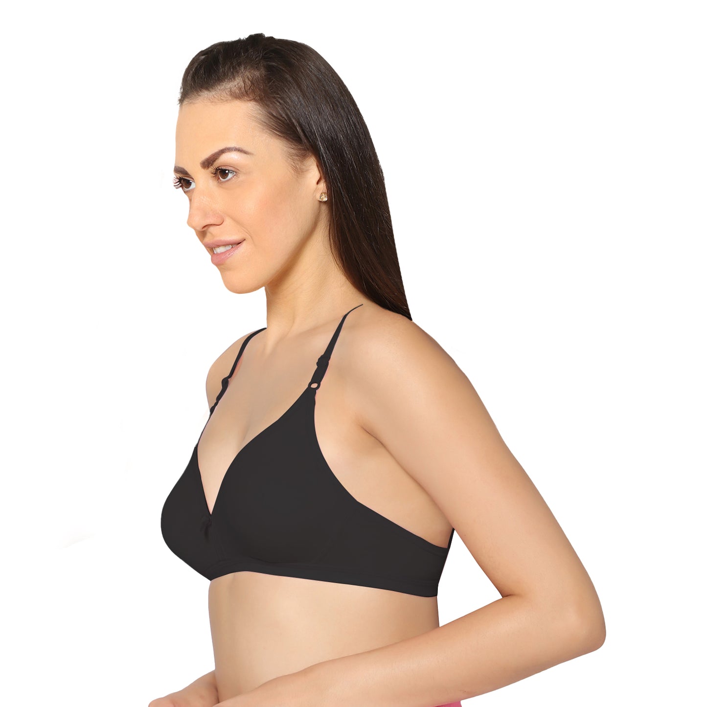 Half Coverage Black Non Padded Wire Free Everyday Bra.