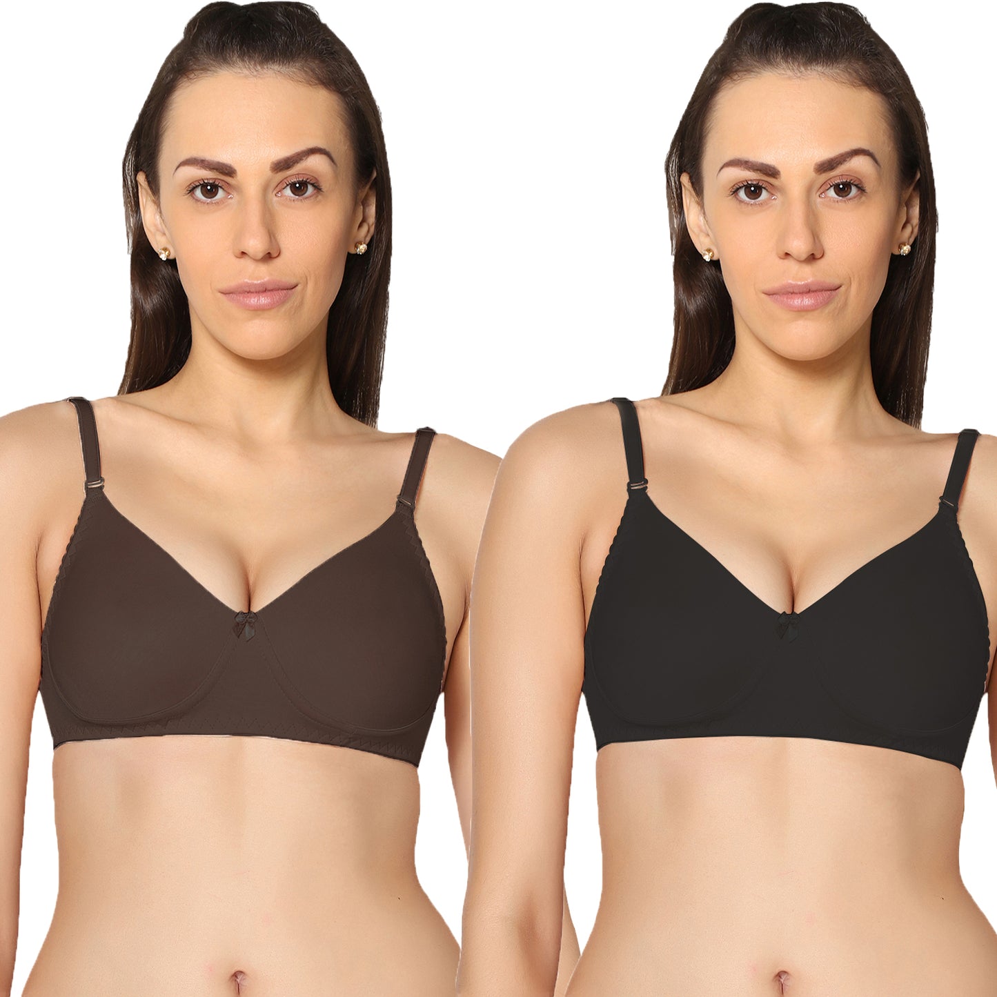 Non Padded Full Coverage Super Combed Stretch T-Shirt Every Day Bra (Pack Of 2).