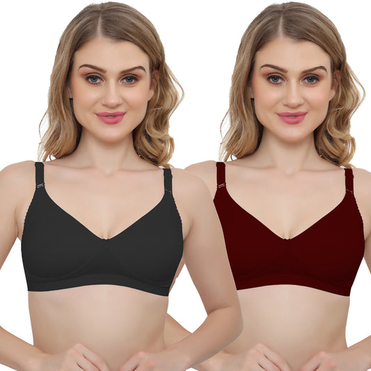 Plus Size Non Padded Medium Coverage Daily Wear T Shirt Bra Pack Of 2.