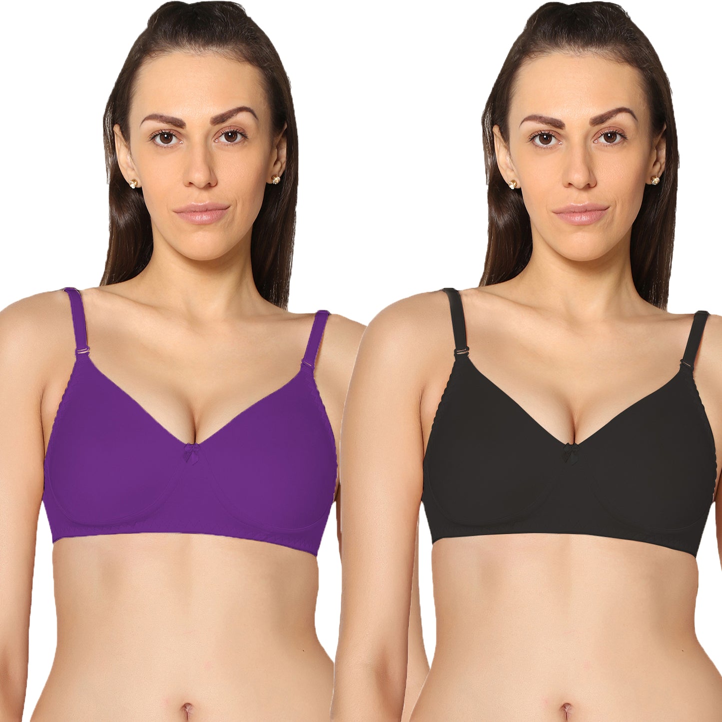 Non Padded Full Coverage Super Combed Stretch T-Shirt Every Day Bra (Pack Of 2).