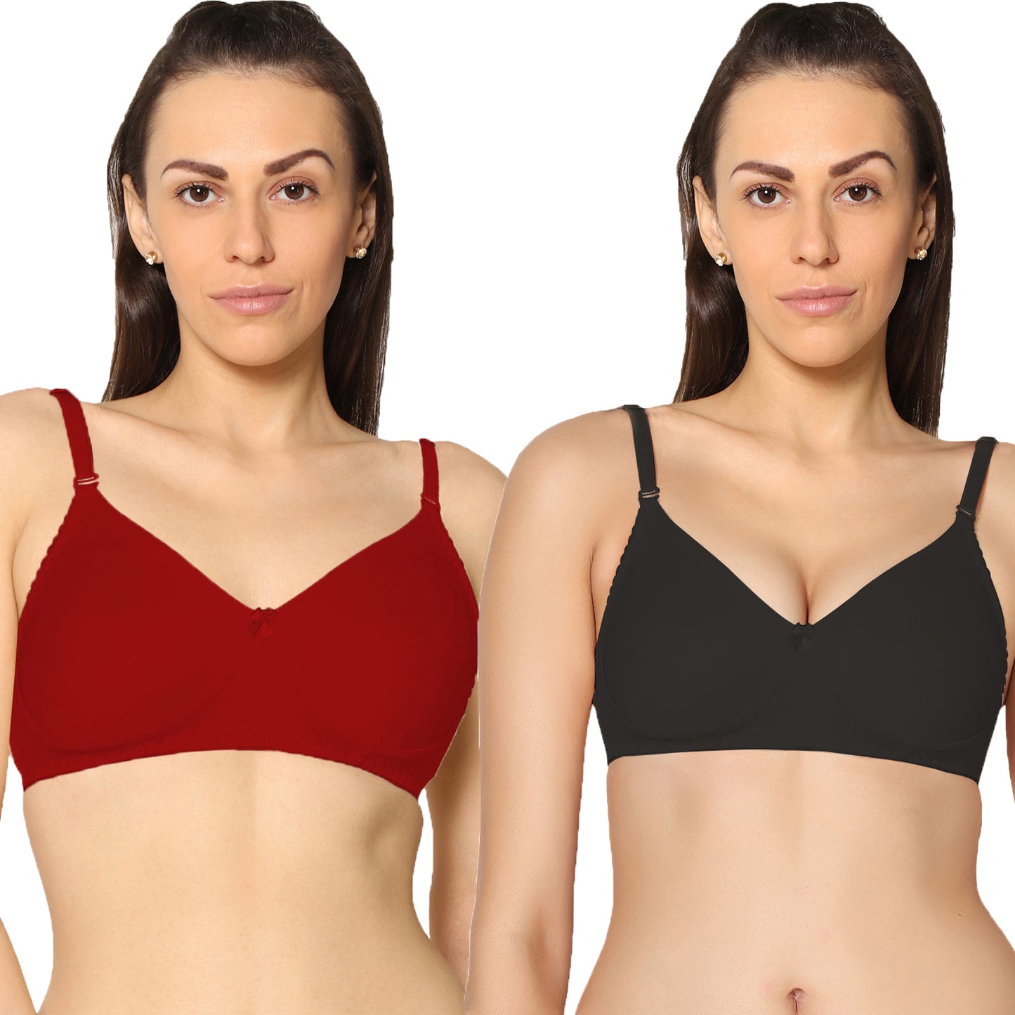 Non Padded Full Coverage Super Combed Stretch T-Shirt Every Day Bra (Pack Of 2).