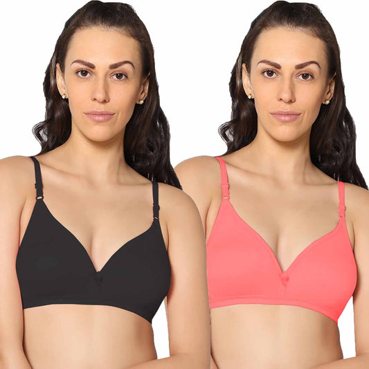 Half Coverage Non Padded Wire Free Everyday Bra Pack Of 2.