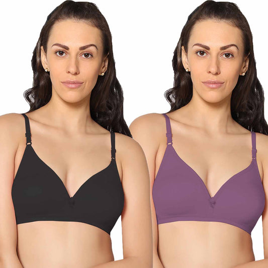 Half Coverage Non Padded Wire Free Everyday Bra Pack Of 2.