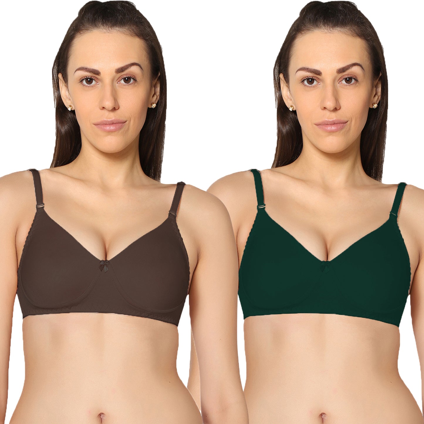 Non Padded Full Coverage Super Combed Stretch T-Shirt Every Day Bra (Pack Of 2).