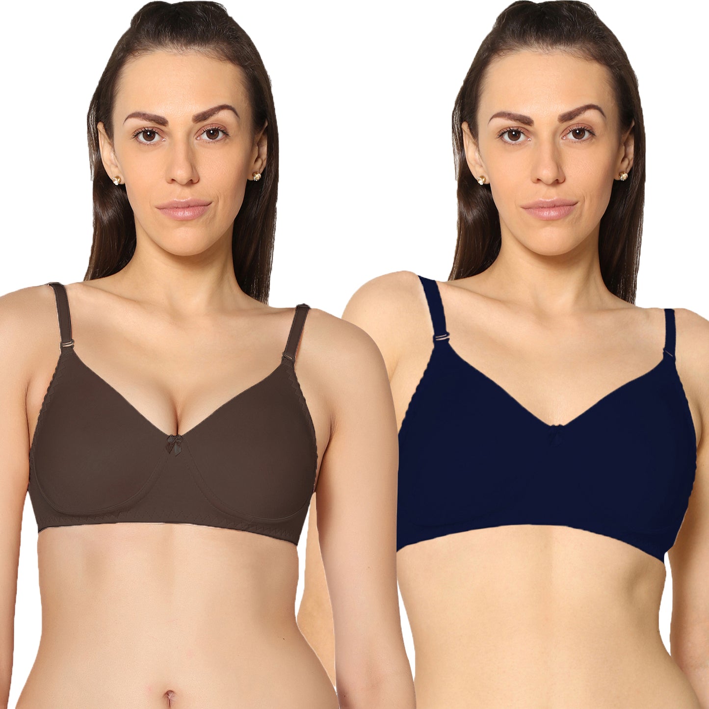 Non Padded Full Coverage Super Combed Stretch T-Shirt Every Day Bra (Pack Of 2).