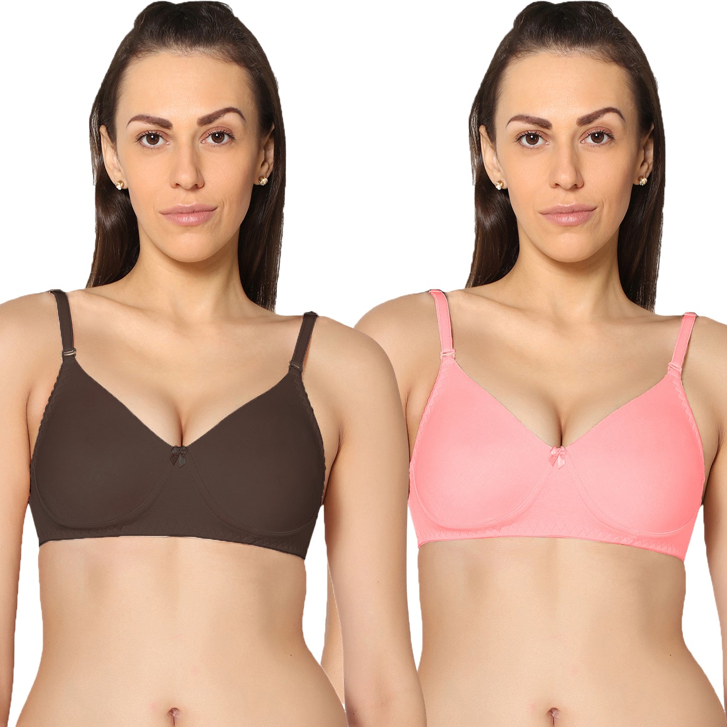 Non Padded Full Coverage Super Combed Stretch T-Shirt Every Day Bra (Pack Of 2).