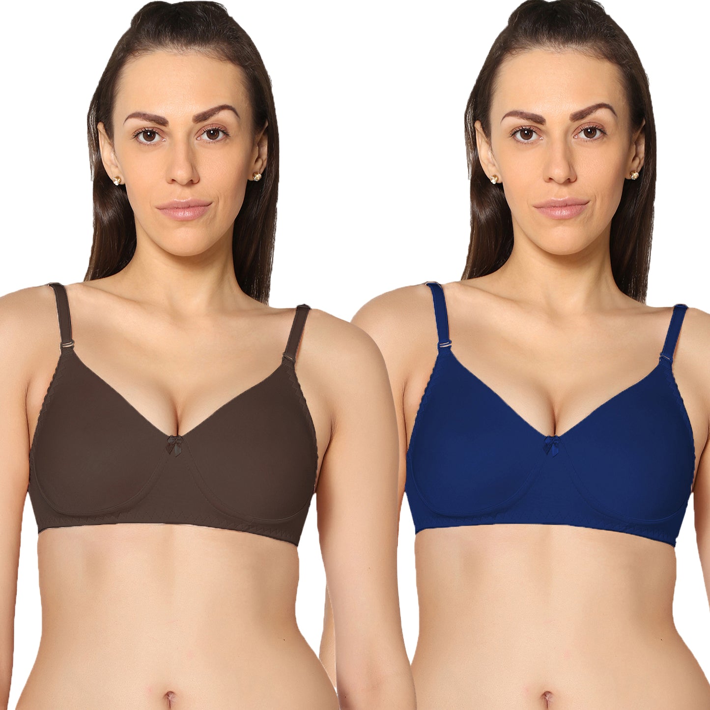 Non Padded Full Coverage Super Combed Stretch T-Shirt Every Day Bra (Pack Of 2).