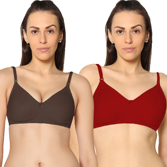 Non Padded Full Coverage Super Combed Stretch T-Shirt Every Day Bra (Pack Of 2).