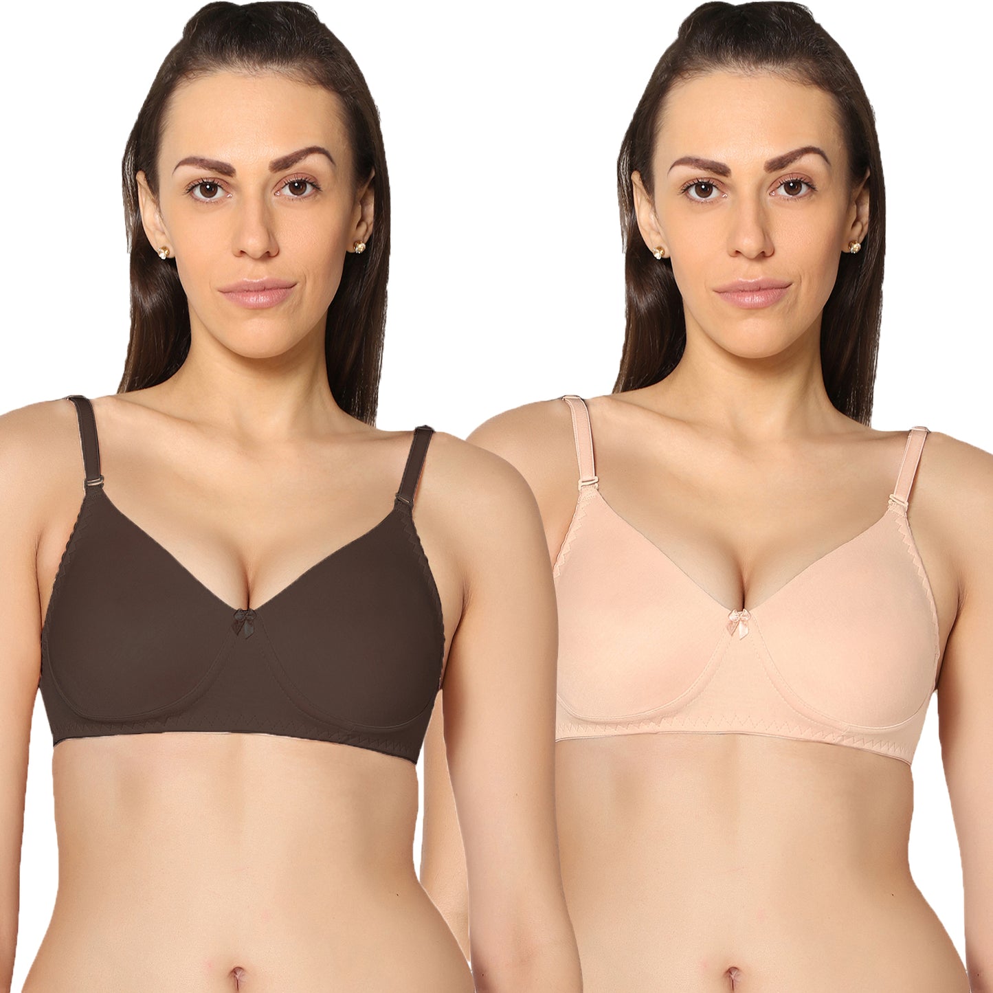 Non Padded Full Coverage Super Combed Stretch T-Shirt Every Day Bra (Pack Of 2).