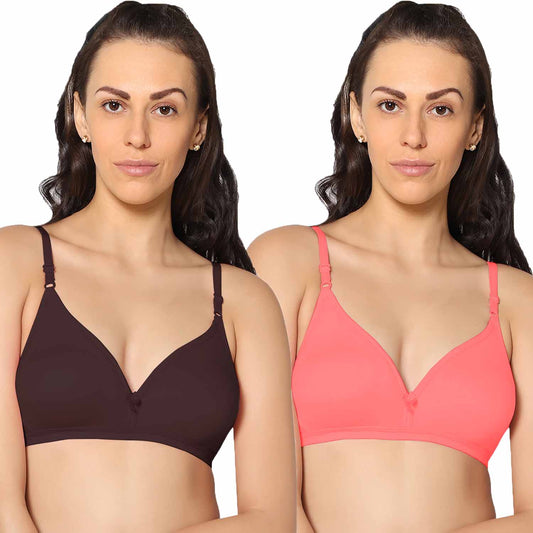 Half Coverage Non Padded Wire Free Everyday Bra Pack Of 2.