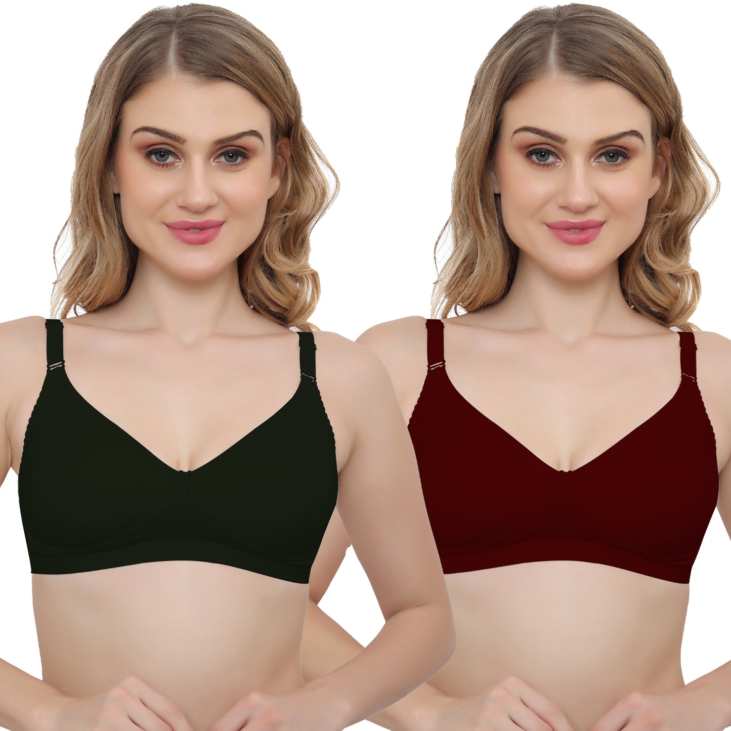 Plus Size Non Padded Medium Coverage Daily Wear T Shirt Bra Pack Of 2.