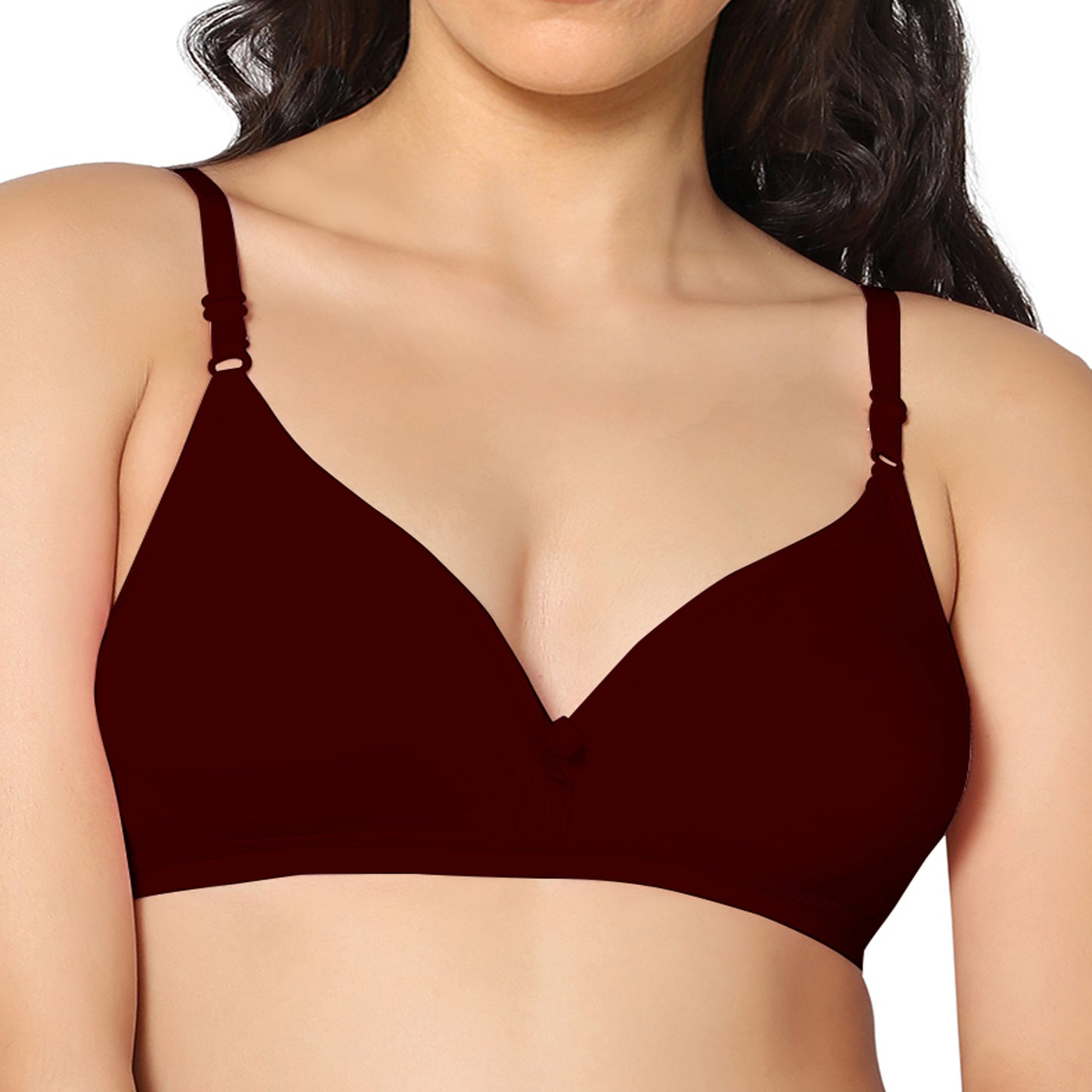 Half Coverage Maroon Non Padded Wire Free Everyday Bra.