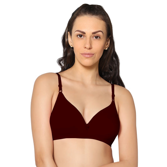 Half Coverage Maroon Non Padded Wire Free Everyday Bra.