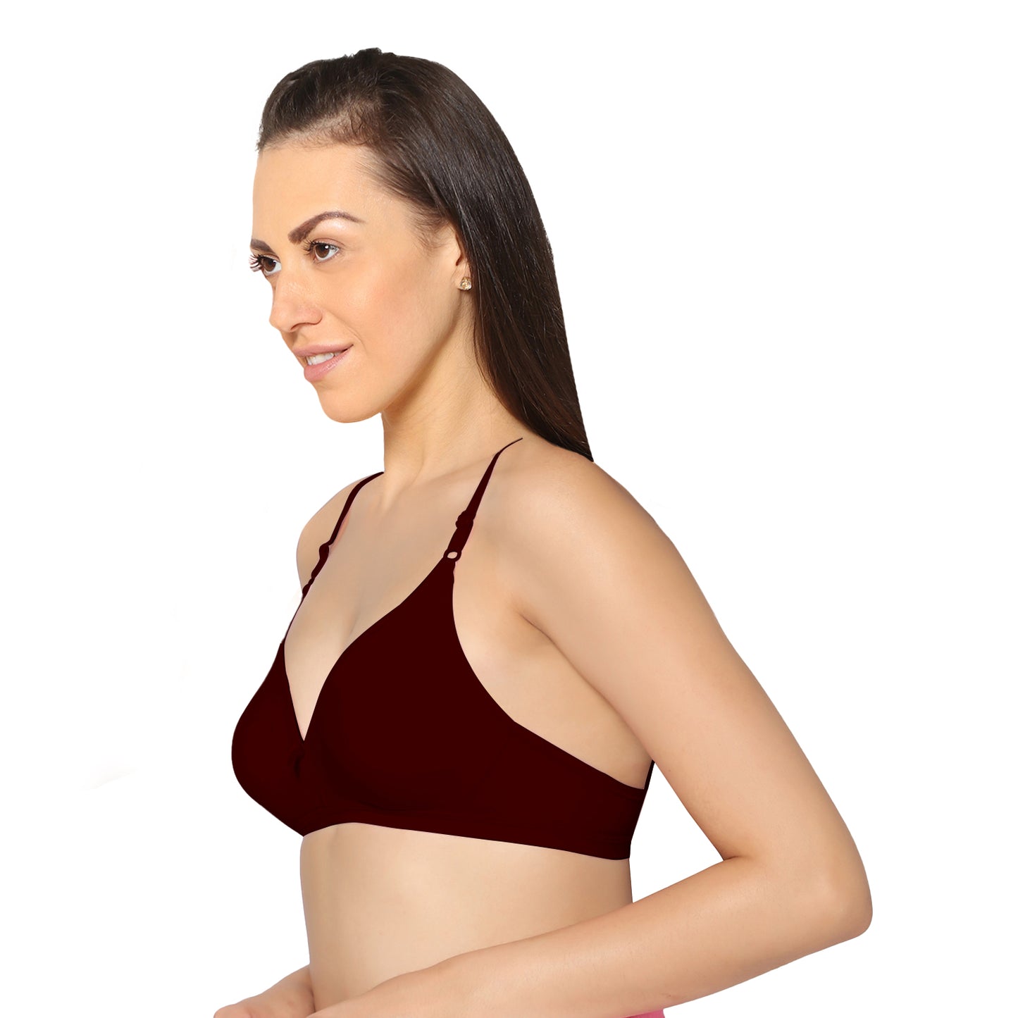 Half Coverage Maroon Non Padded Wire Free Everyday Bra.