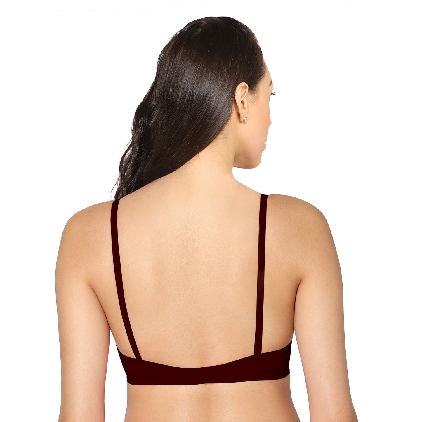 Half Coverage Maroon Non Padded Wire Free Everyday Bra.