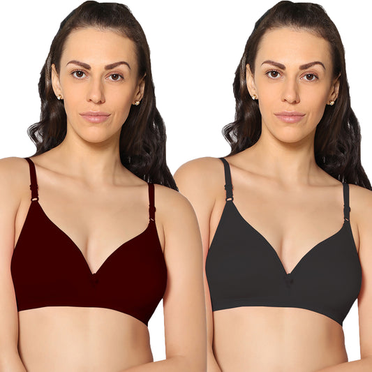 Half Coverage Non Padded Wire Free Everyday Bra Pack Of 2.