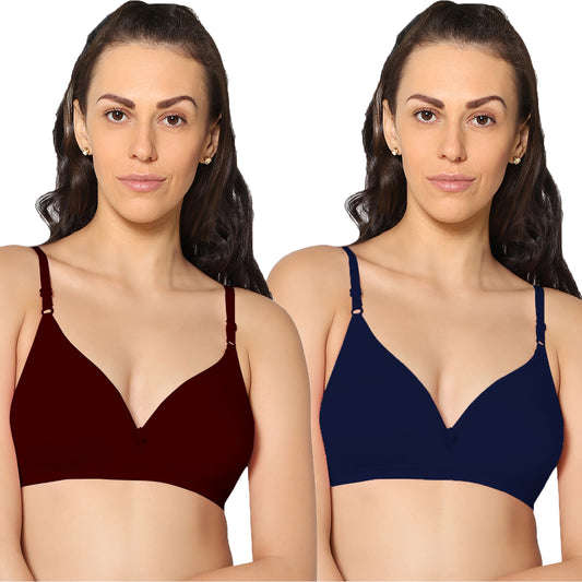 Half Coverage Non Padded Wire Free Everyday Bra Pack Of 2.