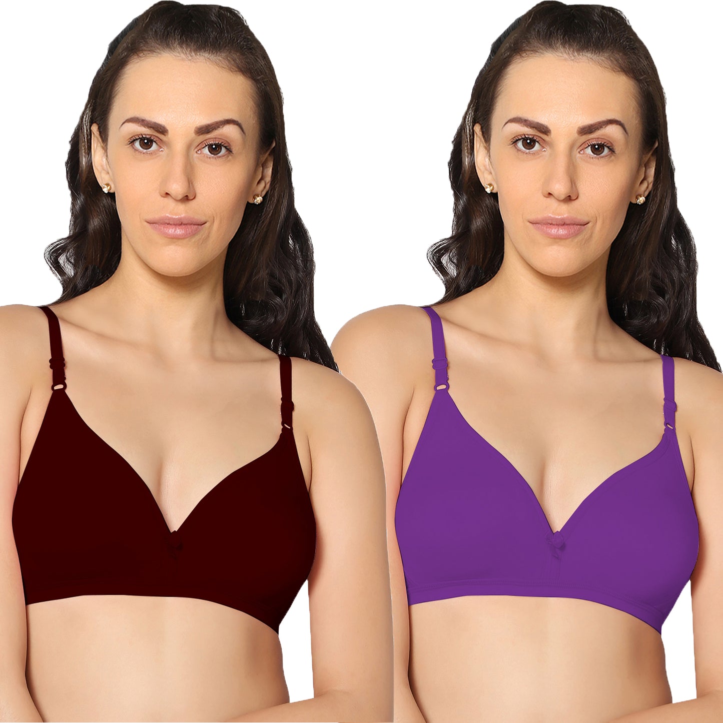 Half Coverage Non Padded Wire Free Everyday Bra Pack Of 2.