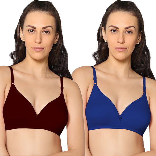 Half Coverage Non Padded Wire Free Everyday Bra Pack Of 2.