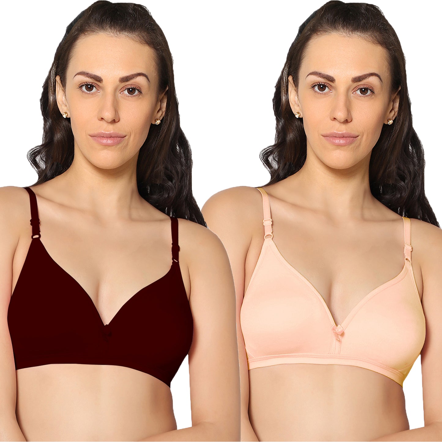 Half Coverage Non Padded Wire Free Everyday Bra Pack Of 2.