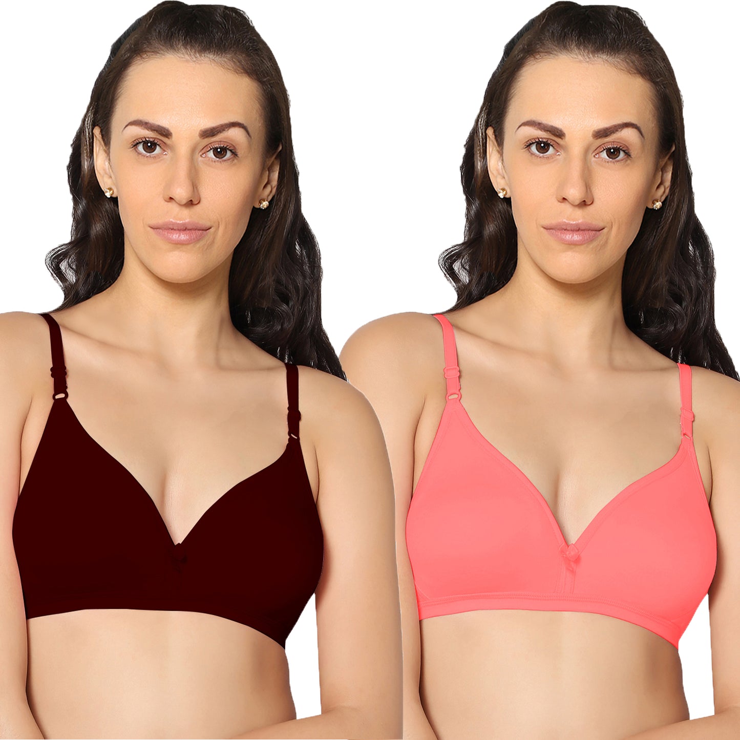 Half Coverage Non Padded Wire Free Everyday Bra Pack Of 2.