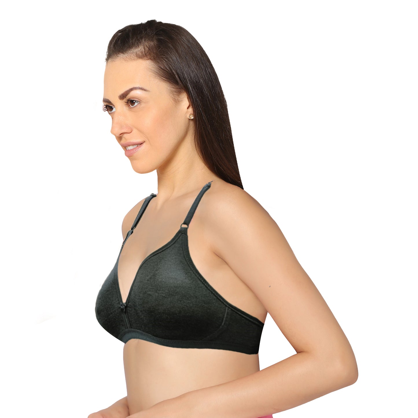 Half Coverage Melange Black Non Padded Wire Free Everyday Bra.