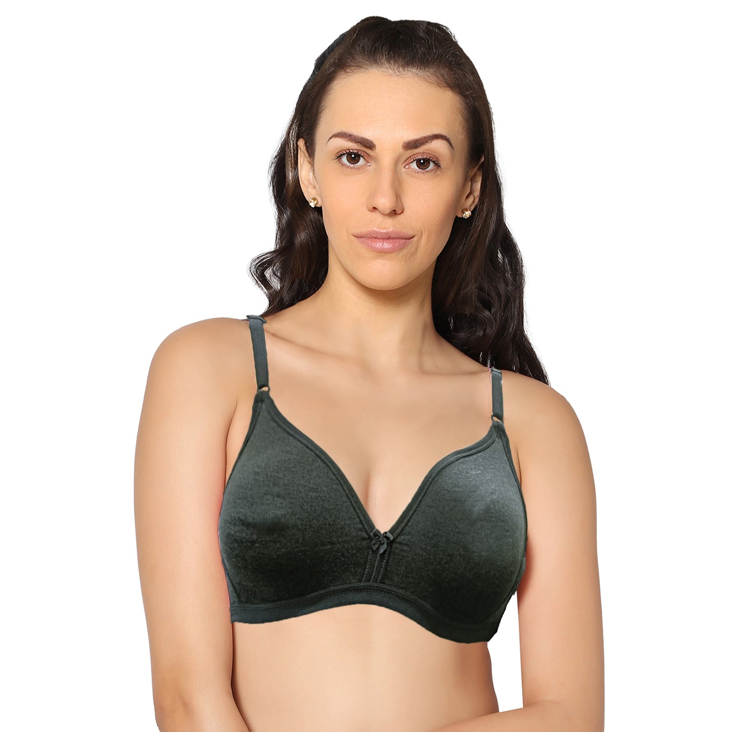 Half Coverage Melange Black Non Padded Wire Free Everyday Bra.