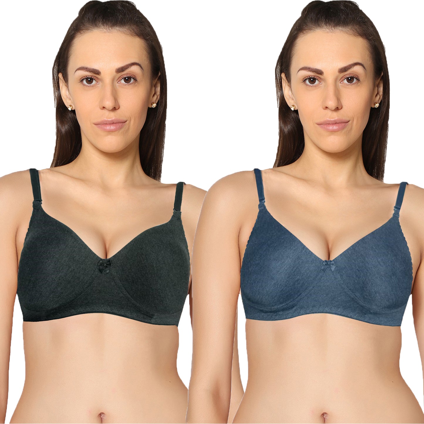 Non Padded Full Coverage Super Combed Stretch T-Shirt Every Day Bra (Pack Of 2).