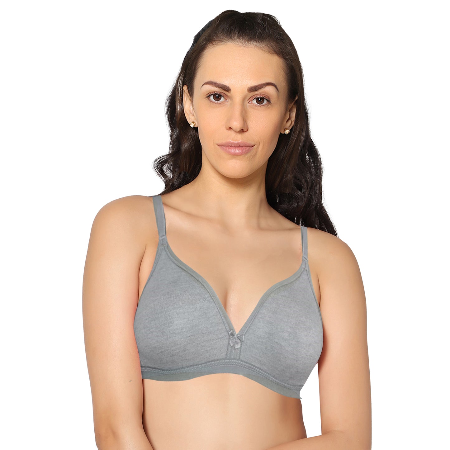 Half Coverage Melange Grey Non Padded Wire Free Everyday Bra.