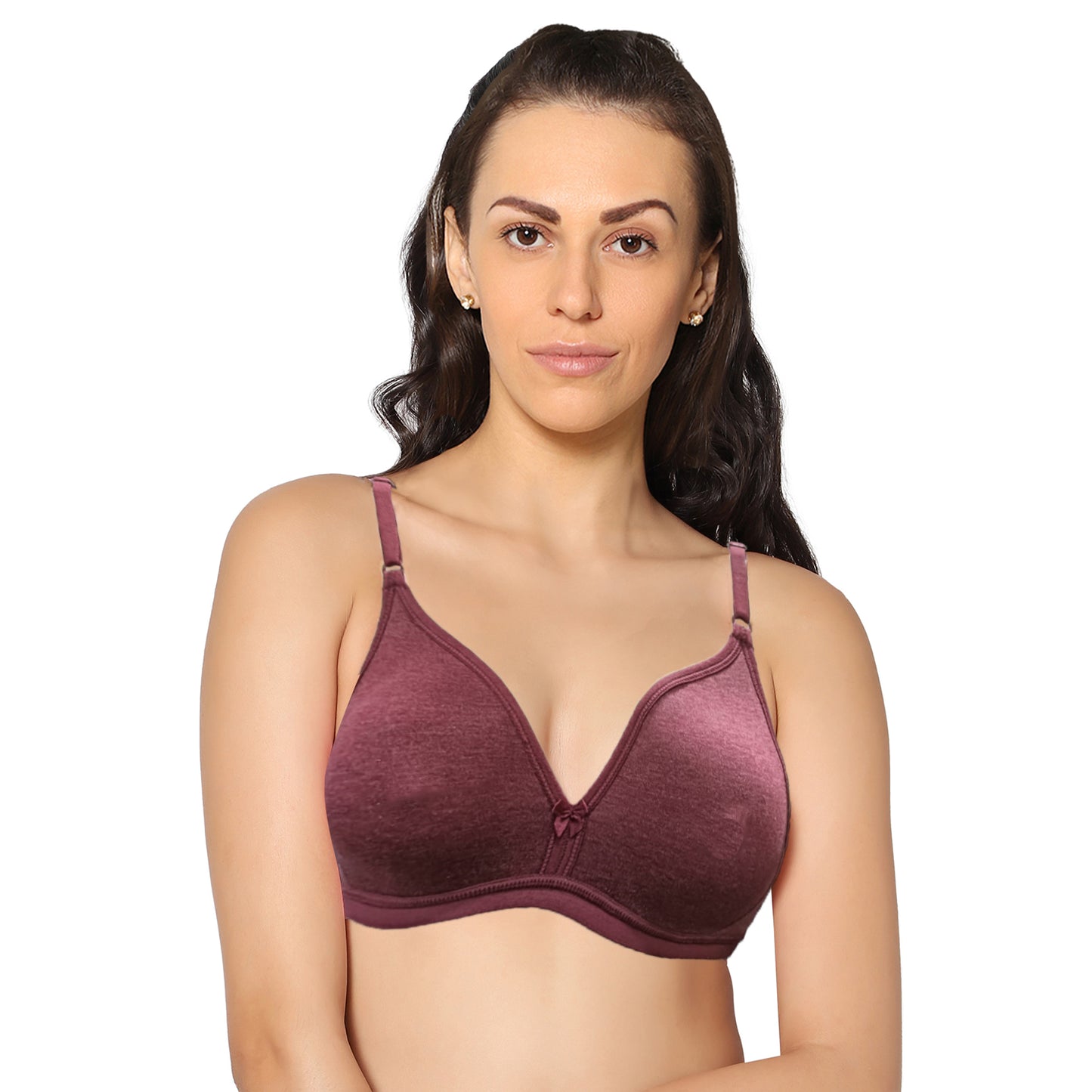 Half Coverage Melange Maroon Non Padded Wire Free Everyday Bra.